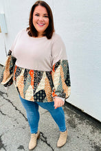Load image into Gallery viewer, All I AskTaupe Boho Patchwork Print Babydoll Top
