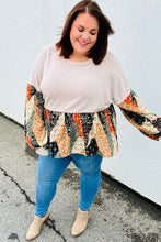 Load image into Gallery viewer, All I AskTaupe Boho Patchwork Print Babydoll Top