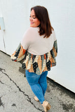 Load image into Gallery viewer, All I AskTaupe Boho Patchwork Print Babydoll Top
