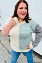 Load image into Gallery viewer, Feeling Casual Rust &amp; Olive Two-Tone Knit Color Block Top