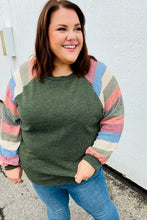Load image into Gallery viewer, Carry On Forest Green Stripe Textured Knit Top