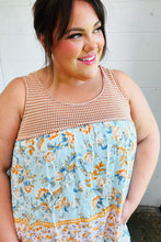 Load image into Gallery viewer, Orange &amp; Blue Two Tone Floral Back Tie Tank
