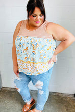 Load image into Gallery viewer, Orange &amp; Blue Two Tone Floral Back Tie Tank