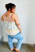 Load image into Gallery viewer, Orange &amp; Blue Two Tone Floral Back Tie Tank