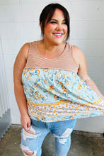 Load image into Gallery viewer, Orange &amp; Blue Two Tone Floral Back Tie Tank