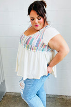 Load image into Gallery viewer, Multicolor Vertical Stripe V Neck Babydoll Top