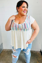 Load image into Gallery viewer, Multicolor Vertical Stripe V Neck Babydoll Top