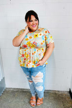 Load image into Gallery viewer, Peach &amp; Aqua Floral Babydoll Top