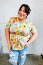 Load image into Gallery viewer, Peach &amp; Aqua Floral Babydoll Top