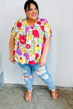 Load image into Gallery viewer, Multicolor Floral V Neck Dolman Top