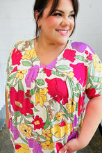 Load image into Gallery viewer, Multicolor Floral V Neck Dolman Top