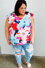 Load image into Gallery viewer, Multicolor Tropical Floral Print Flutter Sleeve Top