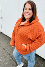 Load image into Gallery viewer, Feeling Bold Burnt Orange Quilted Quarter Snap Hoodie