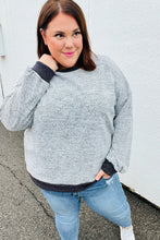 Load image into Gallery viewer, Break Free Grey Banded Two Tone Jacquard Knit Top