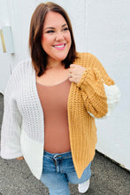 Load image into Gallery viewer, Face The Day Camel Color Block Chunky Knit Cardigan
