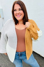 Load image into Gallery viewer, Face The Day Camel Color Block Chunky Knit Cardigan
