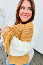 Load image into Gallery viewer, Face The Day Camel Color Block Chunky Knit Cardigan