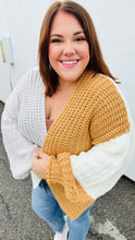 Load image into Gallery viewer, Face The Day Camel Color Block Chunky Knit Cardigan