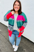 Load image into Gallery viewer, Face The Day Magenta &amp; Hunter Green Two Tone Cardigan