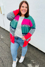 Load image into Gallery viewer, Face The Day Magenta &amp; Hunter Green Two Tone Cardigan