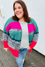 Load image into Gallery viewer, Face The Day Magenta &amp; Hunter Green Two Tone Cardigan