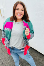 Load image into Gallery viewer, Face The Day Magenta &amp; Hunter Green Two Tone Cardigan
