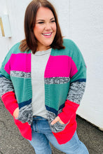 Load image into Gallery viewer, Face The Day Magenta &amp; Hunter Green Two Tone Cardigan