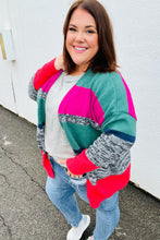 Load image into Gallery viewer, Face The Day Magenta &amp; Hunter Green Two Tone Cardigan