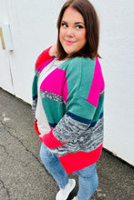 Load image into Gallery viewer, Face The Day Magenta &amp; Hunter Green Two Tone Cardigan