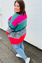 Load image into Gallery viewer, Face The Day Magenta &amp; Hunter Green Two Tone Cardigan