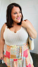 Load image into Gallery viewer, Multicolor Patchwork Two-Fer Rib Elastic Waist Belted Dress