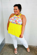 Load image into Gallery viewer, Yellow Geometric Knit Babydoll Halter Top