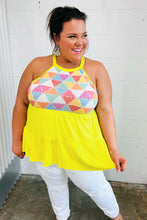 Load image into Gallery viewer, Yellow Geometric Knit Babydoll Halter Top