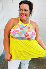 Load image into Gallery viewer, Yellow Geometric Knit Babydoll Halter Top