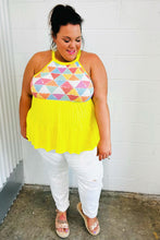Load image into Gallery viewer, Yellow Geometric Knit Babydoll Halter Top