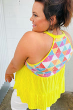 Load image into Gallery viewer, Yellow Geometric Knit Babydoll Halter Top