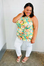 Load image into Gallery viewer, Seafoam Green Floral Halter Neck Tank Top