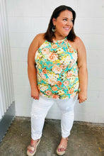 Load image into Gallery viewer, Seafoam Green Floral Halter Neck Tank Top