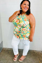 Load image into Gallery viewer, Seafoam Green Floral Halter Neck Tank Top
