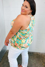 Load image into Gallery viewer, Seafoam Green Floral Halter Neck Tank Top