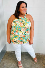 Load image into Gallery viewer, Seafoam Green Floral Halter Neck Tank Top