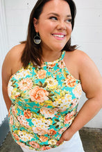 Load image into Gallery viewer, Seafoam Green Floral Halter Neck Tank Top