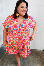 Load image into Gallery viewer, Vibrant Multicolor Floral Print Surplice Romper