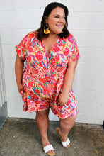 Load image into Gallery viewer, Vibrant Multicolor Floral Print Surplice Romper