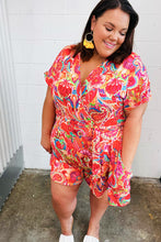 Load image into Gallery viewer, Vibrant Multicolor Floral Print Surplice Romper