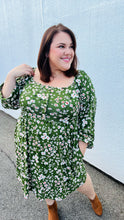 Load image into Gallery viewer, Positive Perceptions Olive Ditsy Floral Square Neck Dress