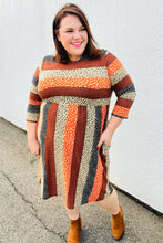 Load image into Gallery viewer, Love You Truly Taupe &amp; Black Leopard Stripe Fit &amp; Flare Dress