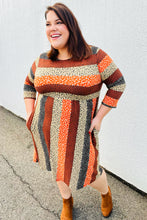 Load image into Gallery viewer, Love You Truly Taupe &amp; Black Leopard Stripe Fit &amp; Flare Dress