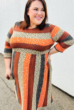 Load image into Gallery viewer, Love You Truly Taupe &amp; Black Leopard Stripe Fit &amp; Flare Dress