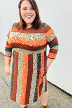 Load image into Gallery viewer, Love You Truly Taupe &amp; Black Leopard Stripe Fit &amp; Flare Dress